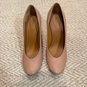Chloe Nude Neutral Round Toe Block Heels | Size 37.5